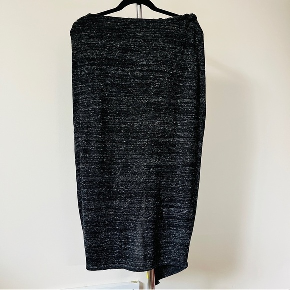 Zara Knit Linen  Skirt Charcoal Front Slit Wrap Maxi Stretch Jersey Knit Sz M - Picture 4 of 12